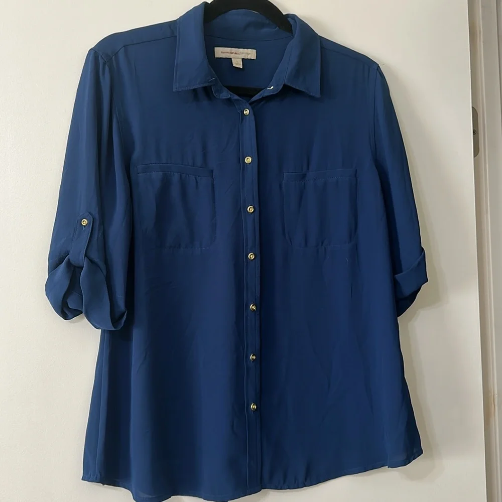 Royal Blue Banana Republic Heritage Button Down Size L - Picture 1 of 6